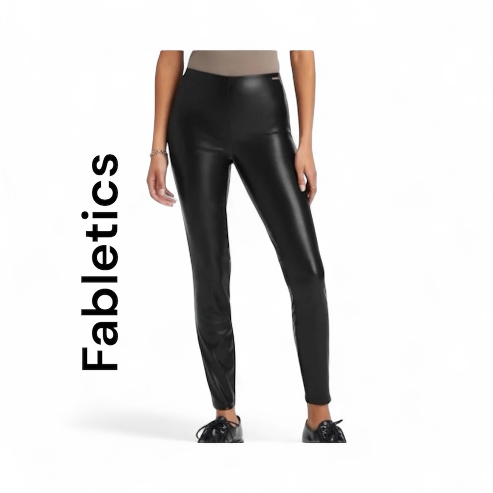 NWT FABLETICS Black Vegan Leather Legging